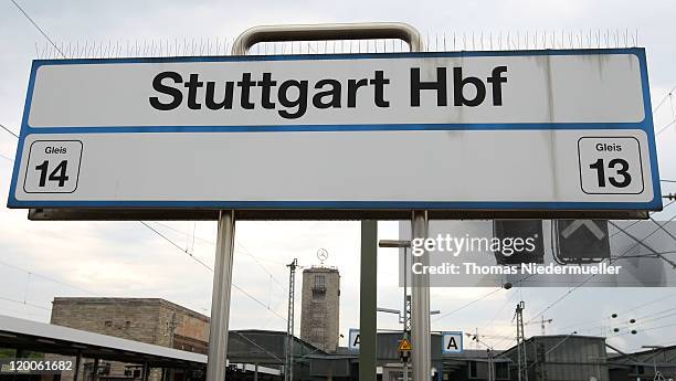 Sign at main train station after the conference between the conflicting parties in the Stuttgart 21 railway station project on July 29, 2011 in...