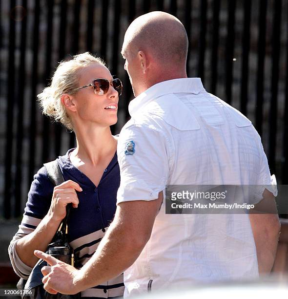 Zara Phillips and Mike Tindall leave Canongate Kirk after attending a rehearsal for their wedding on July 29, 2011 in Edinburgh, Scotland. The...