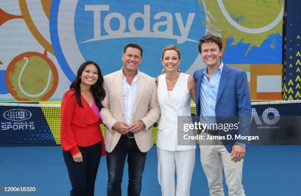 Tracy Vo, Karl Stefanovic, Allison Langdon and Alex Cullen on the set of Channel Nine's Today show at the 2020 Australian Open at Melbourne Park on...