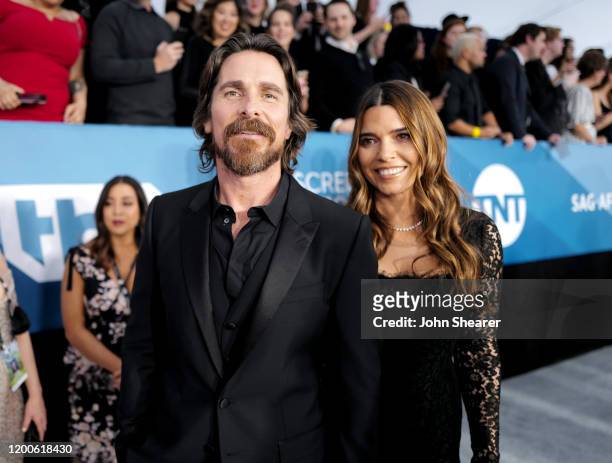 Christian Bale and Sibi Bale attend the 26th Annual Screen Actors Guild Awards at The Shrine Auditorium on January 19, 2020 in Los Angeles,...