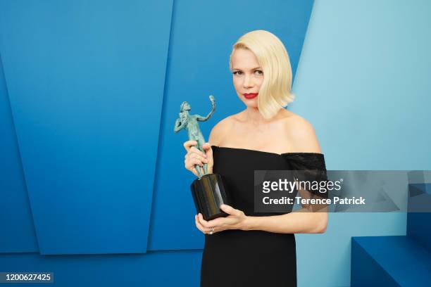 Michelle Williams, winner of the Outstanding Performance by a Female Actor in a Television Movie or Miniseries award for 'Fosse/Verdon,' poses in the...