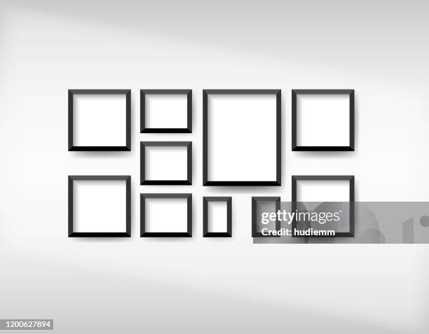 ilustrações, clipart, desenhos animados e ícones de conjunto preto do frame de retrato do vetor isolado no fundo branco - galeria de arte