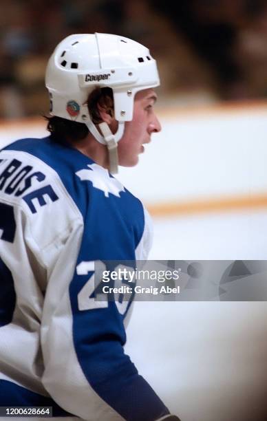 Barry Melrose of the Toronto Maple Leafs skates against the Boston Bruins during NHL game action on March 11, 1981 at Maple Leaf Gardens in Toronto,...