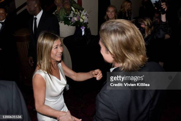 Brad Pitt and Jennifer Aniston attend the 26th Annual Screen Actors Guild Awards at The Shrine Auditorium on January 19, 2020 in Los Angeles,...