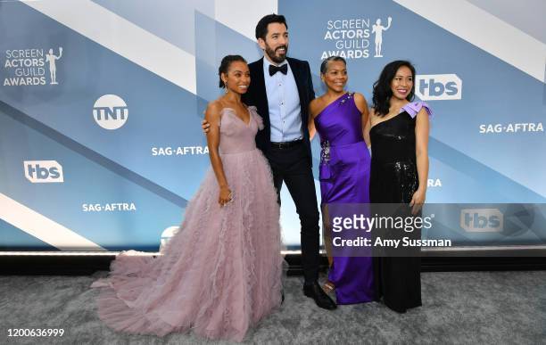 Logan Browning, Drew Scott, Lynda Browning, and Linda Phan attend the 26th Annual Screen Actors Guild Awards at The Shrine Auditorium on January 19,...