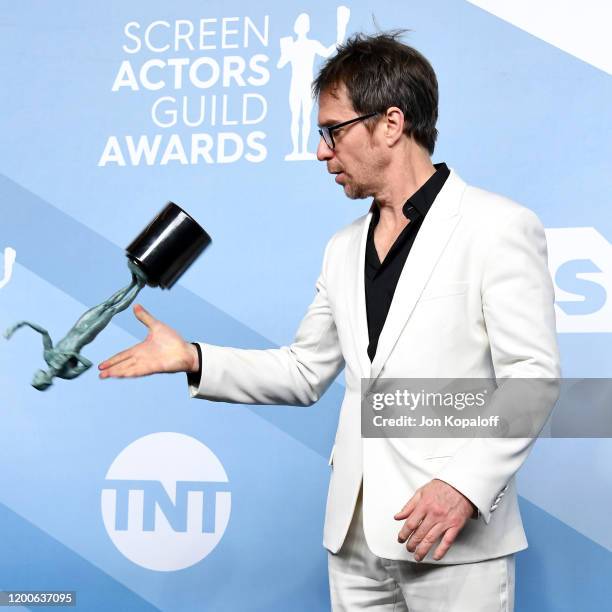 Sam Rockwell, winner of Outstanding Performance by a Male Actor in a Television Movie or Miniseries for 'Fosse/Verdon', poses in the press room...