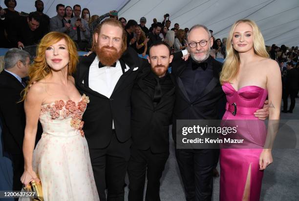 Gry Molvær Hivju, Kristofer Hivju, Ben Crompton, Liam Cunningham and Sophie Turner attend the 26th Annual Screen Actors Guild Awards at The Shrine...