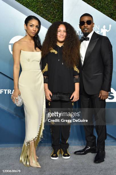 Corinne Foxx, Annalise Bishop and Jamie Foxx attend the 26th Annual Screen Actors Guild Awards at The Shrine Auditorium on January 19, 2020 in Los...