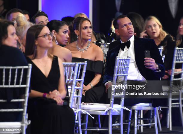 Corinne Foxx, Jennifer Lopez, and Alex Rodriguez attend the 26th Annual Screen Actors Guild Awards at The Shrine Auditorium on January 19, 2020 in...