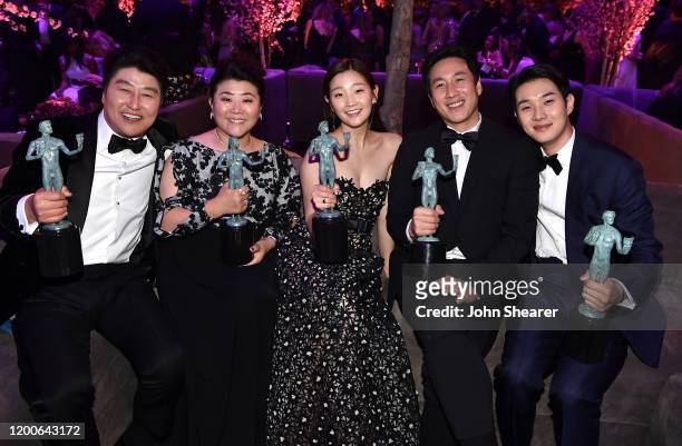Kang-Ho Song, Lee Jung Eun, Park So-dam, Lee Sun-kyun, and Choi Woo-shik attend PEOPLE's Annual Screen Actors Guild Awards Gala at The Shrine...