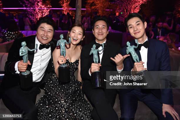 Kang-Ho Song, Park So-dam, Lee Sun-kyun, and Choi Woo-shik attend PEOPLE's Annual Screen Actors Guild Awards Gala at The Shrine Auditorium on January...