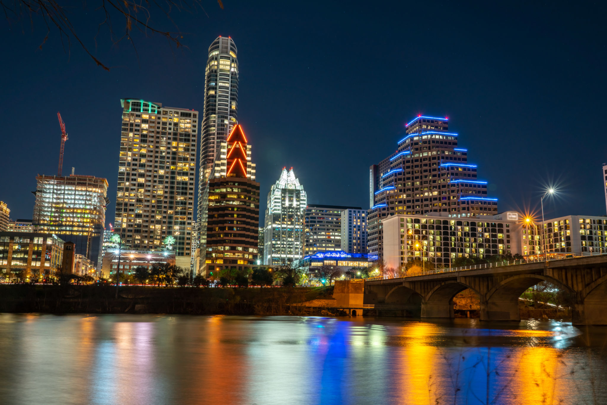 Night View of the Austin Building Skyline With New One Under Construction Night View of the Austin Building Skyline With New One Under Construction