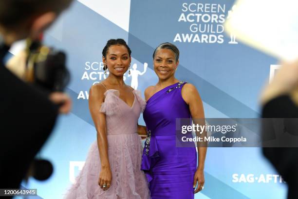 Logan Browning and Lynda Browning attend the 26th Annual Screen Actors Guild Awards at The Shrine Auditorium on January 19, 2020 in Los Angeles,...