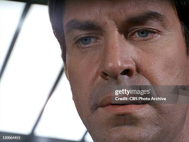 Martin Landau as Rollin Hand in the Mission Impossible episode, "Live Bait" Original airdate, February 23, 1969. Image is a frame grab.