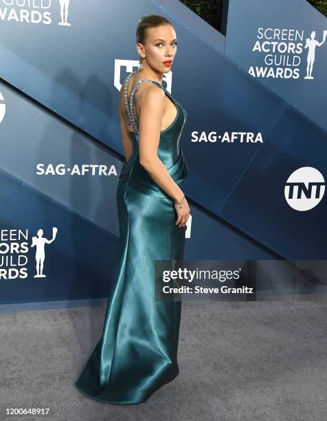 Scarlett Johansson arrives at the 26th Annual Screen Actors Guild Awards at The Shrine Auditorium on January 19, 2020 in Los Angeles, California.