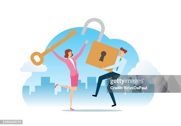 unlock - key advantage stock illustrations