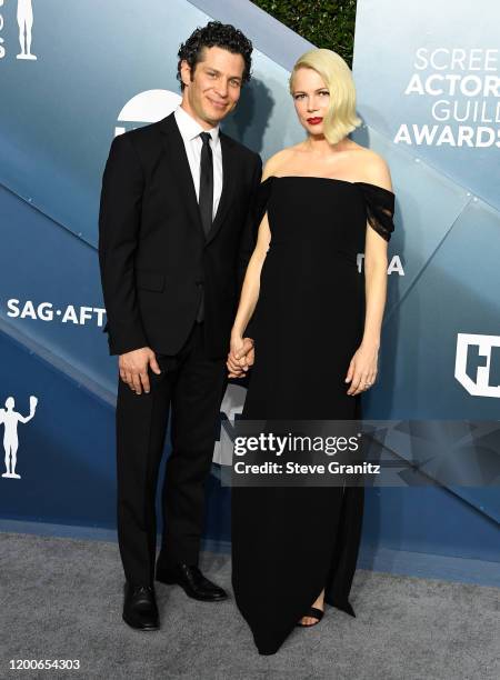 Thomas Kail and Michelle Williams arrives at the 26th Annual Screen Actors Guild Awards at The Shrine Auditorium on January 19, 2020 in Los Angeles,...