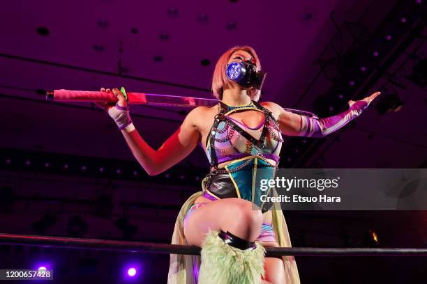 Hana Kimura enters the ring during the Women's Pro-Wrestling 'Stardom' at Korakuen Hall on January 19, 2020 in Tokyo, Japan.
