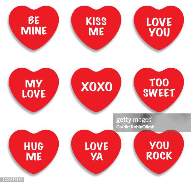 red valentine hearts set 2 - love heart sweets stock illustrations