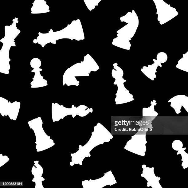 ilustraciones, imágenes clip art, dibujos animados e iconos de stock de white chess pieces seamless pattern - torre pieza de ajedrez