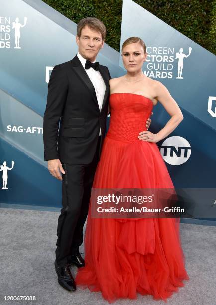Stephen Moyer and Anna Paquin attend the 26th Annual Screen Actors Guild Awards at The Shrine Auditorium on January 19, 2020 in Los Angeles,...