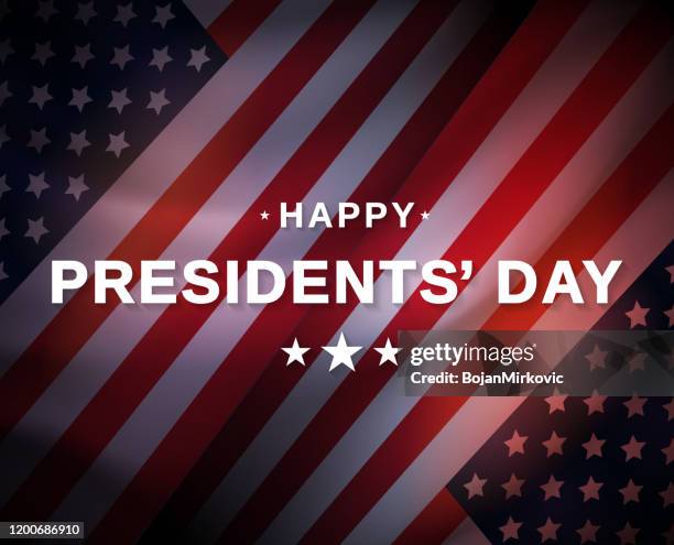 ilustraciones, imágenes clip art, dibujos animados e iconos de stock de cartel del día de los presidentes con fondo de bandera de ee.uu. vector - presidents day