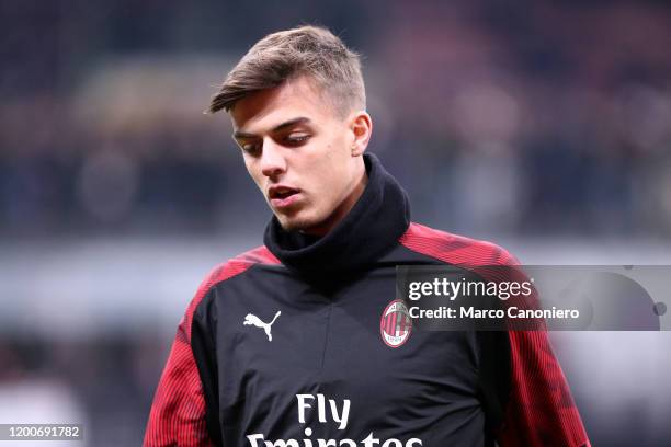 Daniel Maldini of Ac Milan looks on before during the Coppa Italia semi-final first leg match between Ac Milan and Juventus Fc. The match end in a...