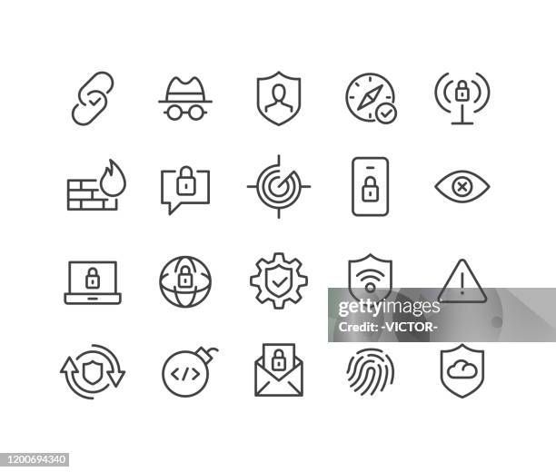 internet security icons - classic line series - threats stock illustrations
