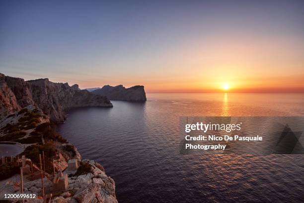 cap de formentorm, mallorca - mediterranean sea sunset stock pictures, royalty-free photos & images