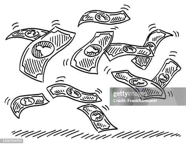 flying banknotes drawing - frankramspott stock illustrations