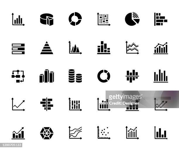 simple set of graphs and charts related vector icons. symbol collection - financiën stock illustrations