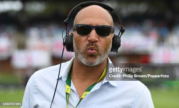 Mark Butcher of TalkSport looks on before the fifth day of the Third Test between England and South Africa on January 20, 2020 in Port Elizabeth,...