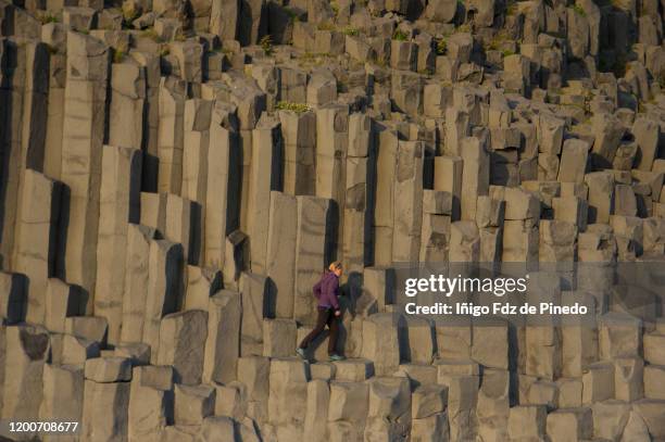 reynisfjara beach, vík í mýrdal, suðurland, iceland. - lava stone stock pictures, royalty-free photos & images