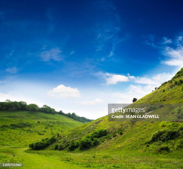 countryside valley landscape - large hill stock pictures, royalty-free photos & images
