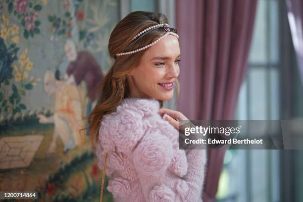 Natalia Vodianova attends the Ulyana Sergeenko Haute Couture Spring/Summer 2020 show as part of Paris Fashion Week on January 20, 2020 in Paris,...