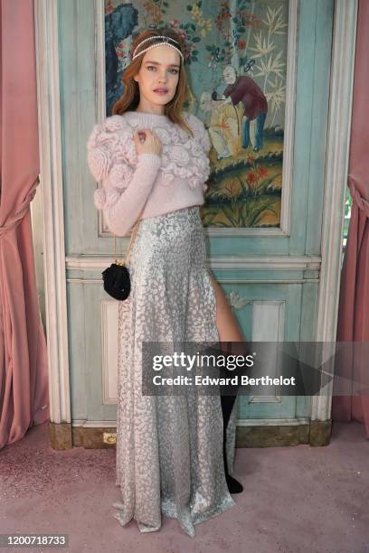 Natalia Vodianova attends the Ulyana Sergeenko Haute Couture Spring/Summer 2020 show as part of Paris Fashion Week on January 20, 2020 in Paris,...