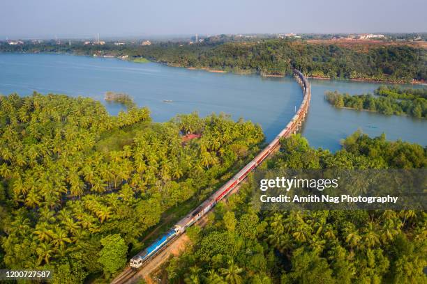 honnavar railway bridge - indian trains stock pictures, royalty-free photos & images