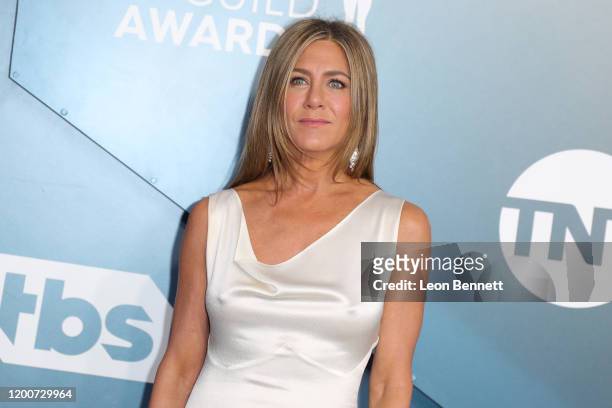Jennifer Aniston attends 26th Annual Screen Actors Guild Awards at The Shrine Auditorium on January 19, 2020 in Los Angeles, California.