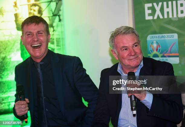 Louth , Ireland - 13 February 2020; Former Republic of Ireland international Ray Houghton, right, and Republic of Ireland U21 manager Stephen Kenny...