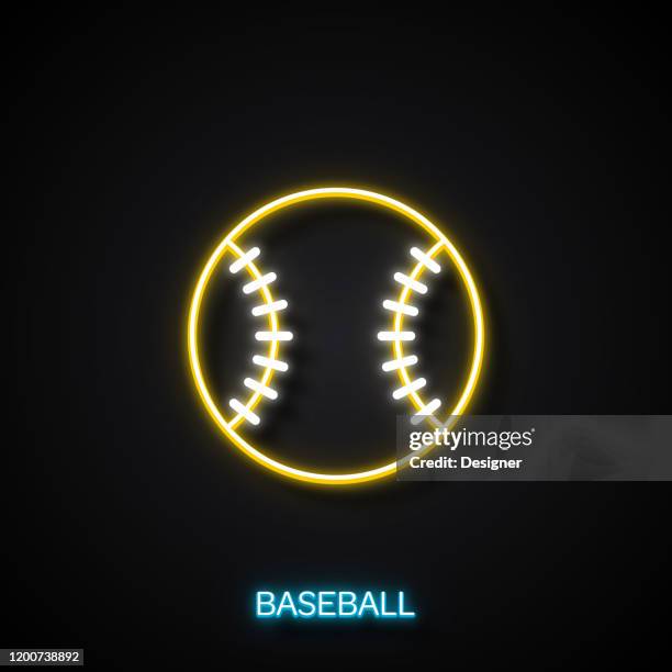 baseball icon neon style, design elements - baseball player stock illustrations