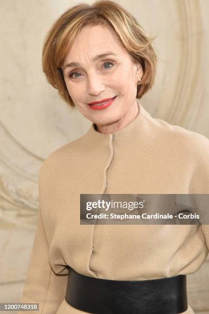 Kristin Scott Thomas attends the Dior Haute Couture Spring/Summer 2020 show as part of Paris Fashion Week on January 20, 2020 in Paris, France.