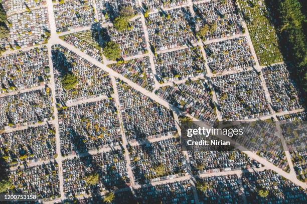 aerial view of cemetery in bialystok - funeral background stock pictures, royalty-free photos & images