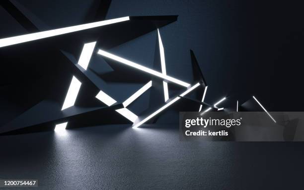 abstrakter hintergrund und licht - 3d-illustration - rendering - black color stock-fotos und bilder