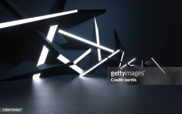 sfondo astratto e luce - illustrazione 3d - rendering - colore nero foto e immagini stock
