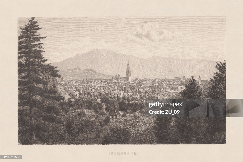Freiburg, Baden-Württemberg, Germany, etching, published in 1897
