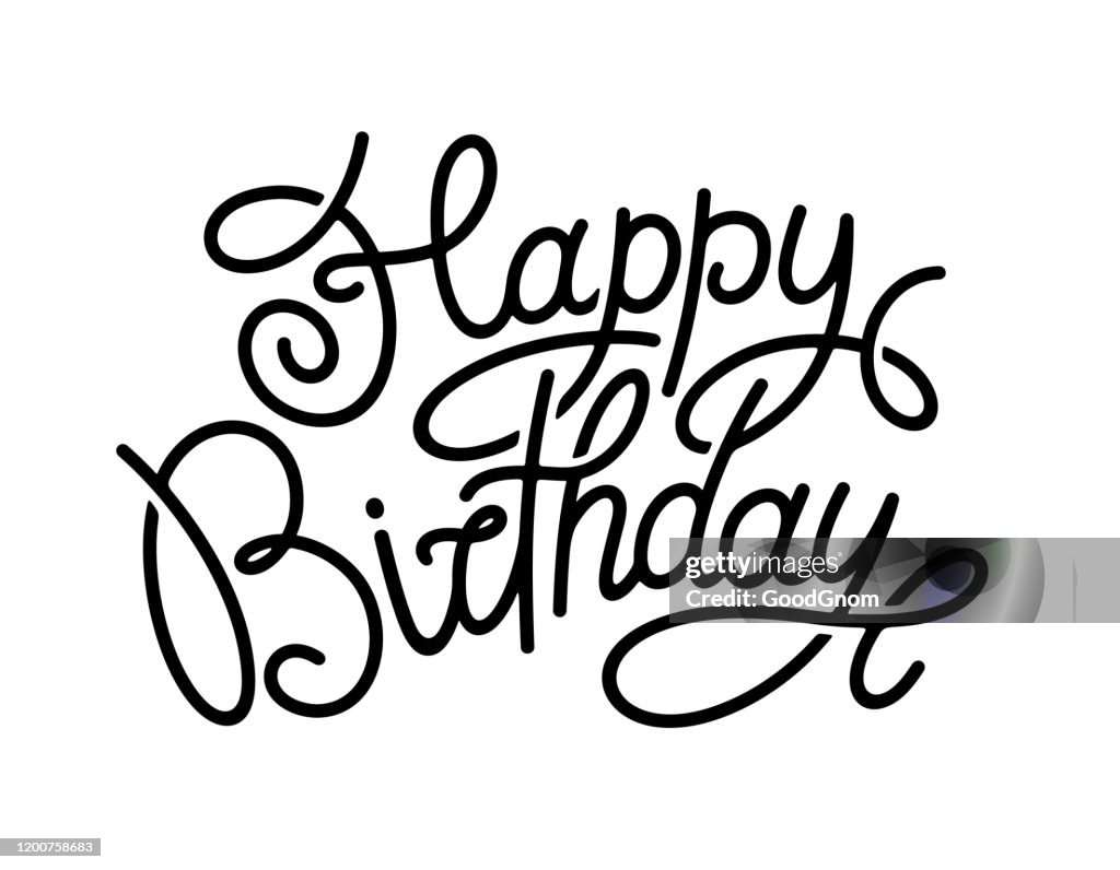 Happy birthday. Hand-drawn lettering isolated on white background.