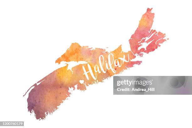 halifax, nova scotia watercolor raster map illustration - halifax canada stock illustrations