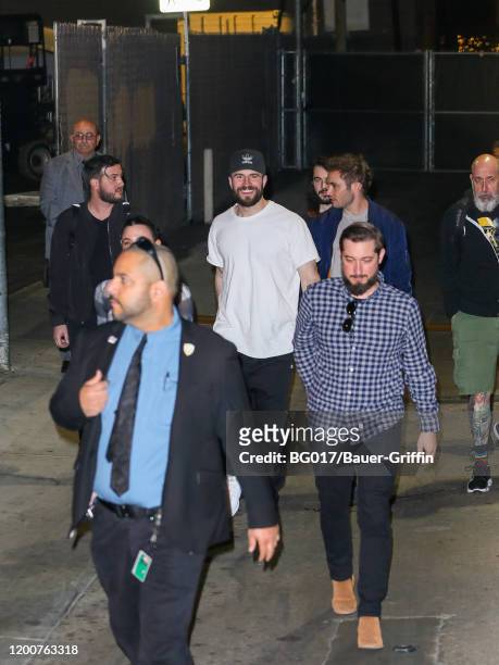 Sam Hunt is seen arriving at 'Jimmy Kimmel Live' Show on February 13, 2020 in Los Angeles, California.