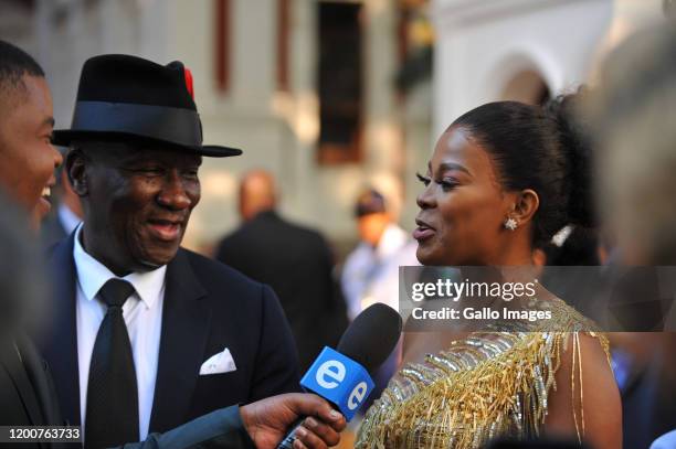 Thembeka Ngcobo arrives at the State of the Nation Address on February 13, 2020 in Cape Town, South Africa. The State Of The Nation of the President...