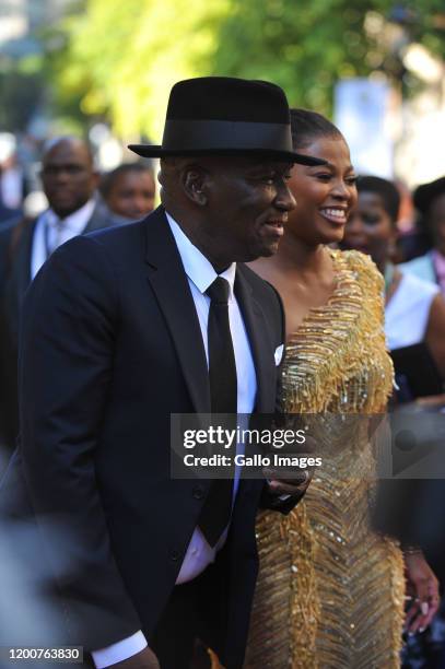 Bheki Cele and Wife Thembeka Ngcobo arrives at the State of the Nation Address on February 13, 2020 in Cape Town, South Africa. The State Of The...